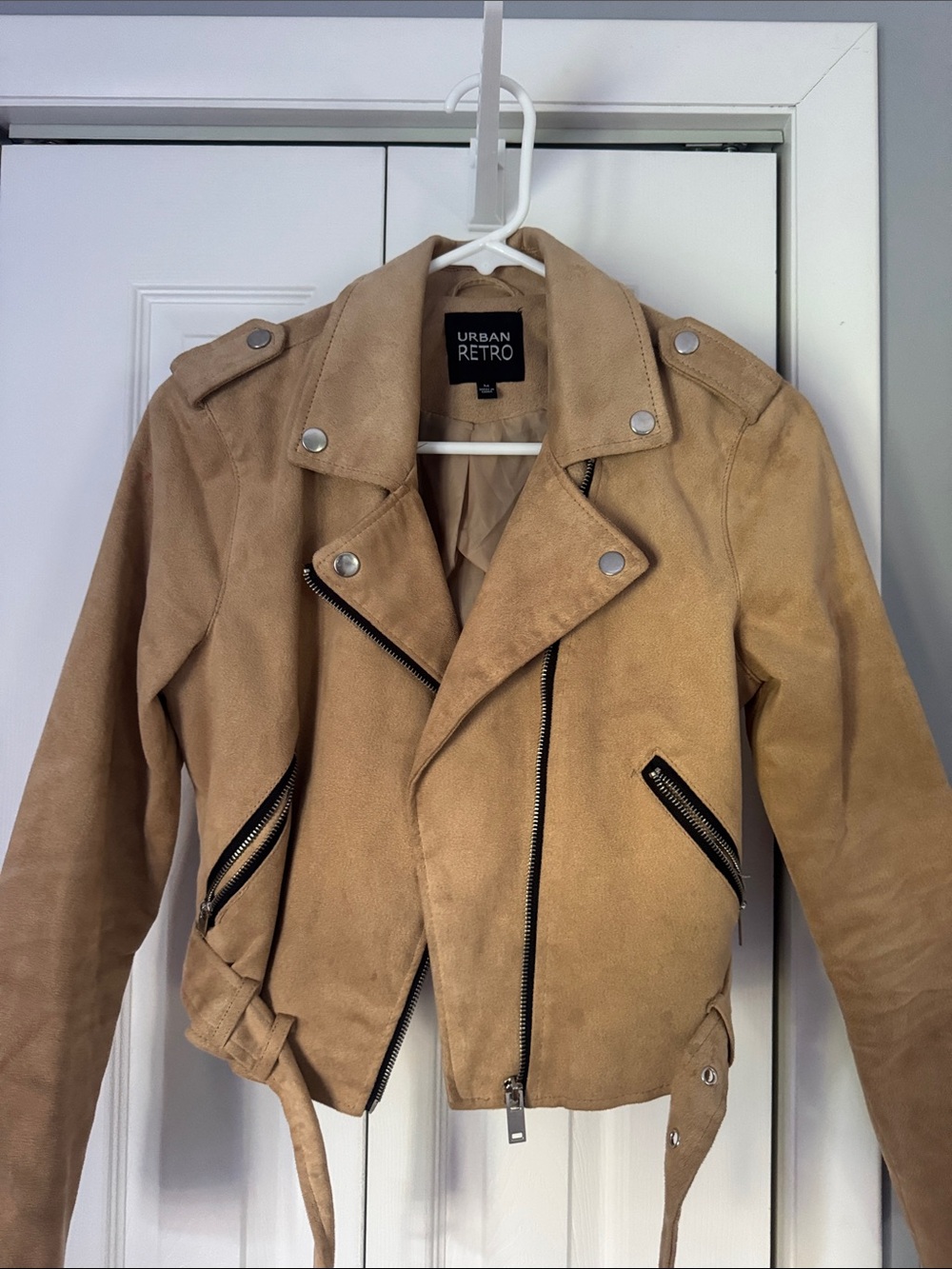 Women's Tan Suede Biker Jacket